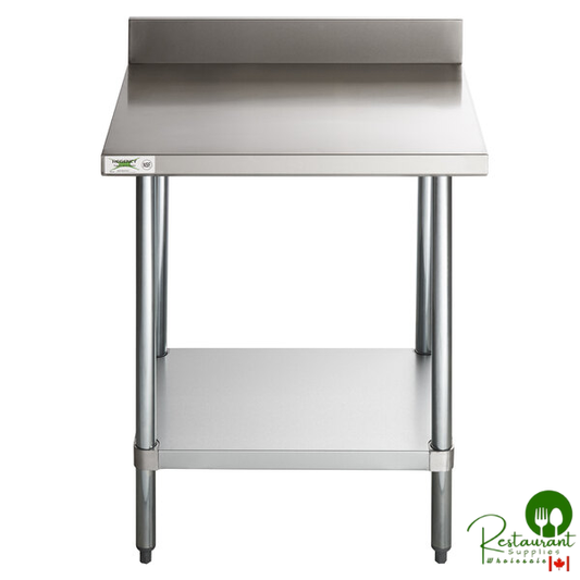 Regency 24" x 30" 18-Gauge 304 Stainless Steel Commercial Work Table with 4" Backsplash and Galvanized Undershelf