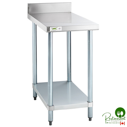 Regency 36" x 18" 18-Gauge 304 Stainless Steel Equipment Filler Table with Backsplash and Galvanized Undershelf