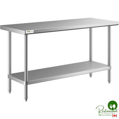 Regency 24" x 60" All 18-Gauge 430 Stainless Steel Commercial Work Table with Undershelf