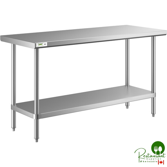 Regency 24" x 60" All 18-Gauge 430 Stainless Steel Commercial Work Table with Undershelf