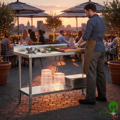 Regency 24" x 60" All 18-Gauge 430 Stainless Steel Commercial Work Table with Undershelf