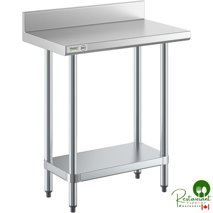 Regency 18" x 30" 18-Gauge 304 Stainless Steel Commercial Work Table with 4" Backsplash and Galvanized Undershelf