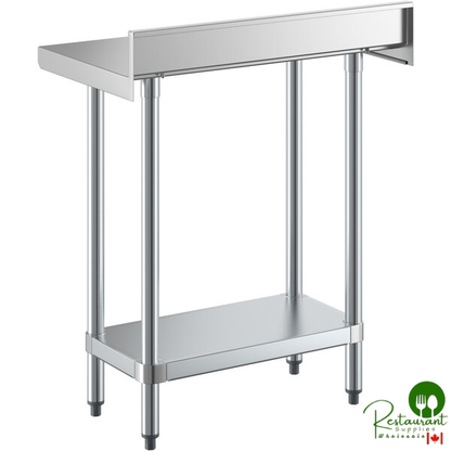Regency 18" x 30" 18-Gauge 304 Stainless Steel Commercial Work Table with 4" Backsplash and Galvanized Undershelf