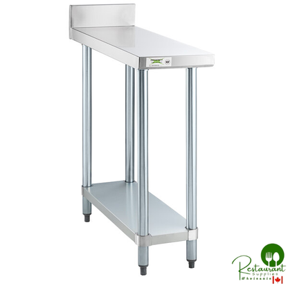 Regency 36" x 12" 18-Gauge 304 Stainless Steel Equipment Filler Table with Backsplash and Galvanized Undershelf