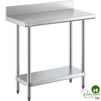 Regency 18" x 36" 18-Gauge 304 Stainless Steel Commercial Work Table with 4" Backsplash and Galvanized Undershelf