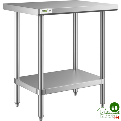 Regency 24" x 30" All 18-Gauge 430 Stainless Steel Commercial Work Table with Undershelf