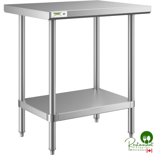 Regency 24" x 30" All 18-Gauge 430 Stainless Steel Commercial Work Table with Undershelf
