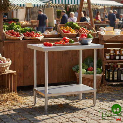 Regency 24" x 30" All 18-Gauge 430 Stainless Steel Commercial Work Table with Undershelf