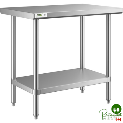 Regency 24" x 36" All 18-Gauge 430 Stainless Steel Commercial Work Table with Undershelf