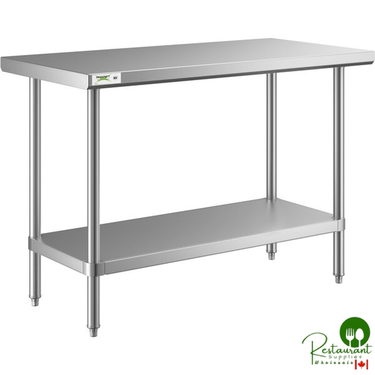 Regency 24" x 48" All 18-Gauge 430 Stainless Steel Commercial Work Table with Undershelf