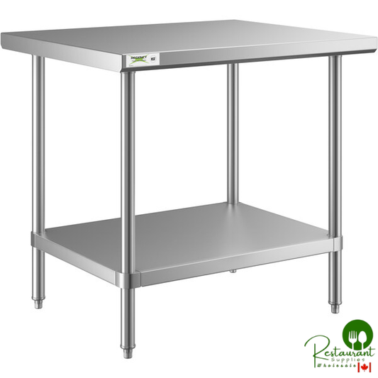 Regency 30" x 36" All 18-Gauge 430 Stainless Steel Commercial Work Table with Undershelf