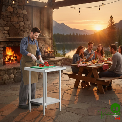 Regency 24" x 24" All 18-Gauge 430 Stainless Steel Commercial Work Table with Undershelf