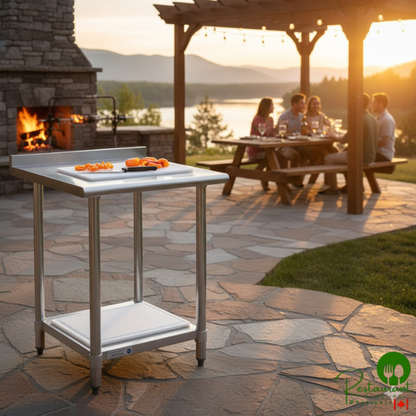 Steelton 24" x 24" 18 Gauge 430 Stainless Steel Work Table with Undershelf and 2" Rear Upturn