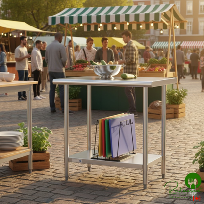 Steelton 24" x 36" 18 Gauge 430 Stainless Steel Work Table with Undershelf