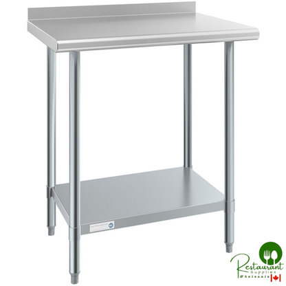 Steelton 24" x 30" 18 Gauge 430 Stainless Steel Work Table with Undershelf and 2" Rear Upturn
