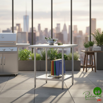 Steelton 30" x 30" 18 Gauge 430 Stainless Steel Work Table with Undershelf