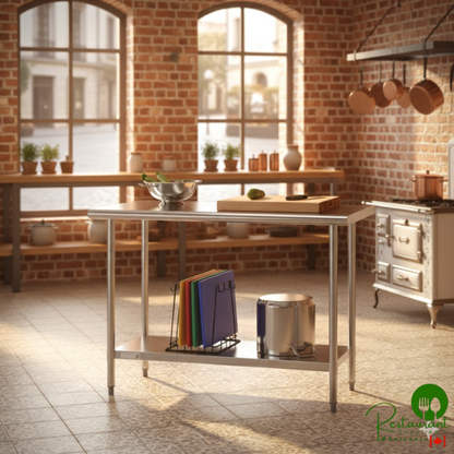 Steelton 24" x 48" 18 Gauge 430 Stainless Steel Work Table with Undershelf