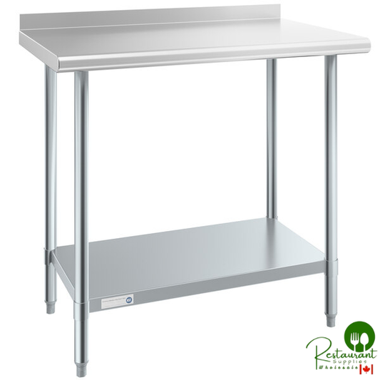 Steelton 24" x 36" 18 Gauge 430 Stainless Steel Work Table with Undershelf and 2" Rear Upturn