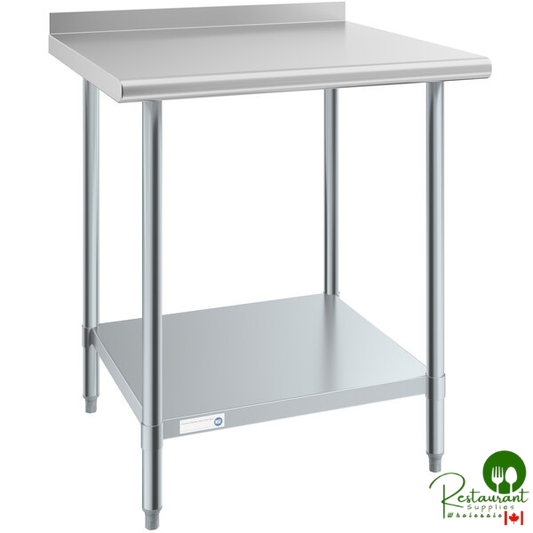 Steelton 30" x 30" 18 Gauge 430 Stainless Steel Work Table with Undershelf and 2" Rear Upturn
