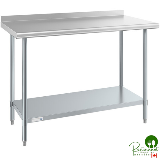 Steelton 24" x 48" 18 Gauge 430 Stainless Steel Work Table with Undershelf and 2" Rear Upturn