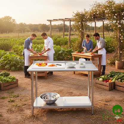 Steelton 24" x 48" 18 Gauge 430 Stainless Steel Work Table with Undershelf and 2" Rear Upturn