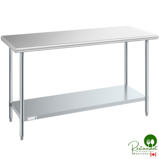Steelton 24" x 60" 18 Gauge 430 Stainless Steel Work Table with Undershelf