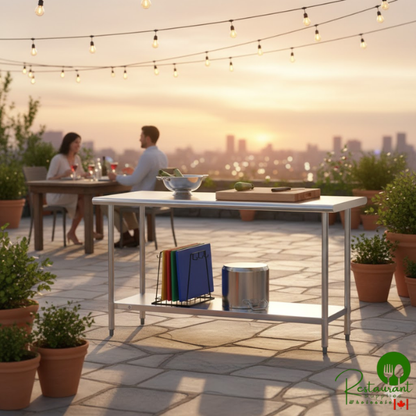 Steelton 24" x 60" 18 Gauge 430 Stainless Steel Work Table with Undershelf