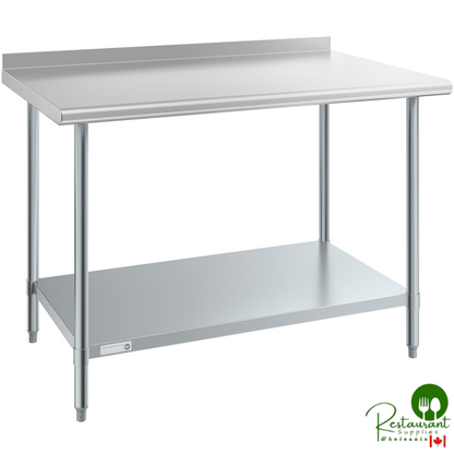 Steelton 30" x 48" 18 Gauge 430 Stainless Steel Work Table with Undershelf and 2" Rear Upturn