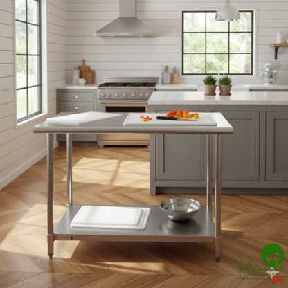 Steelton 30" x 48" 18 Gauge 430 Stainless Steel Work Table with Undershelf and 2" Rear Upturn