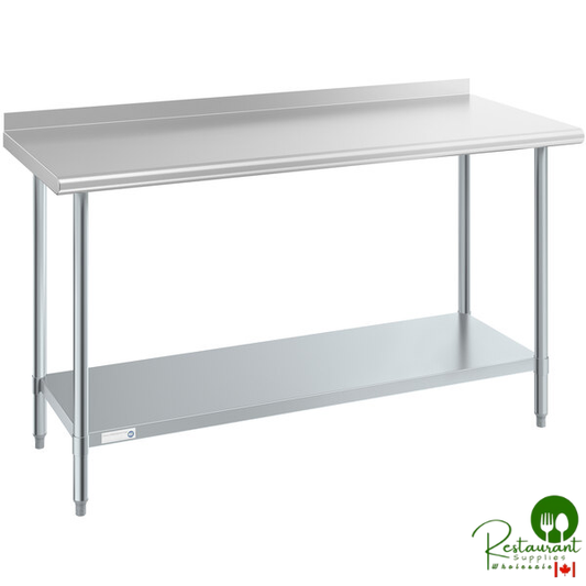 Steelton 24" x 60" 18 Gauge 430 Stainless Steel Work Table with Undershelf and 2" Rear Upturn