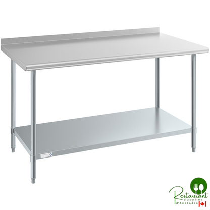 Steelton 30" x 60" 18 Gauge 430 Stainless Steel Work Table with Undershelf and 2" Rear Upturn