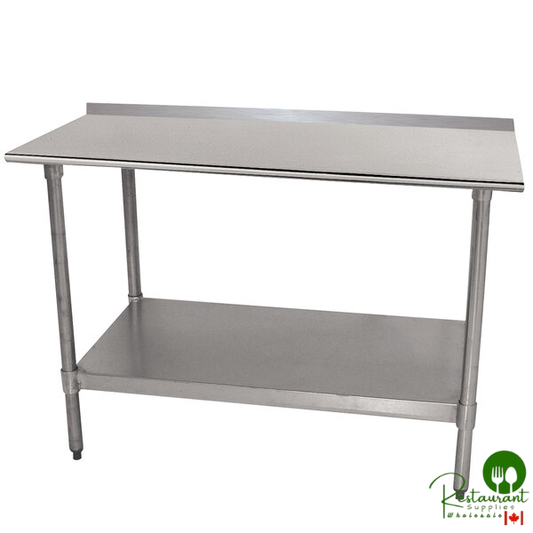 Advance Tabco TTF-240-X 24" x 30" 18 Gauge Stainless Steel Work Table with 1 1/2" Backsplash and Galvanized Undershelf
