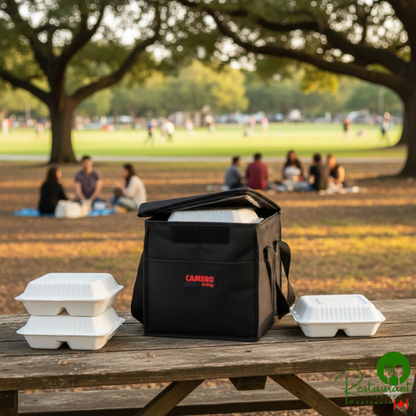 Cambro GBD121515110 Customizable Insulated Black Medium Folding Delivery GoBag® - 12" x 15" x 15"