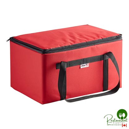 Sterno Customizable 24" x 16" x 14" Large Red Nylon Insulated Catering Food Carrier 91227-300000