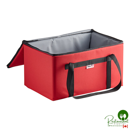 Sterno Customizable 24" x 16" x 14" Large Red Nylon Insulated Catering Food Carrier 91227-300000