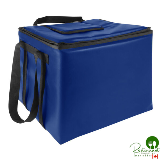 Sterno Customizable 15 1/2" x 15 1/2" x 14" Royal Blue Vinyl Insulated Premium Single Milk Crate Bag 98424-700000
