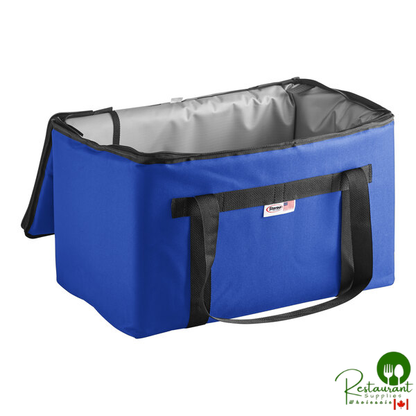 Sterno Customizable 22" x 13" x 14" 3XL Royal Blue Nylon Insulated Space Saver Delivery Food Carrier 92325-300400