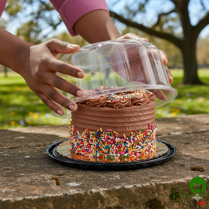 D&W Fine Pack 7" High Dome Cake Display Container with Clear Scalloped Dome Lid - 120/Case