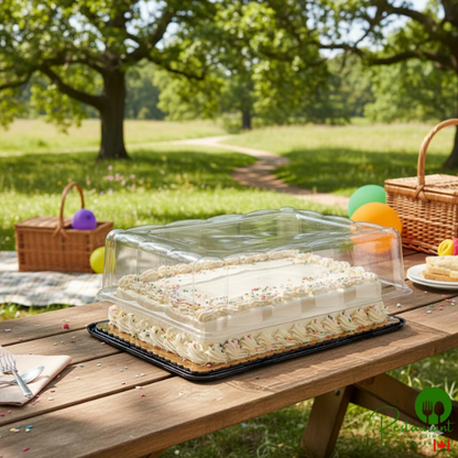 D&W Fine Pack 1/2 Size High Dome Cake Display Container with Clear Scalloped Lid - 25/Case