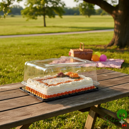 D&W Fine Pack 1/4 Size High Dome Cake Display Container with Clear Scalloped Lid - 50/Case