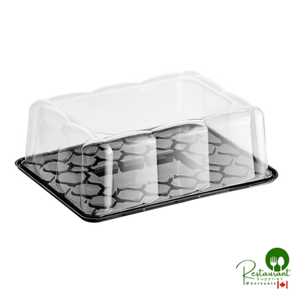 D&W Fine Pack 1/4 Size High Dome Cake Display Container with Clear Scalloped Lid - 50/Case