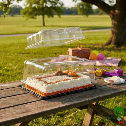 D&W Fine Pack 11 7/8" x 6 7/8" High Dome Cake Display Container with Clear Scalloped Dome Lid - 100/Case