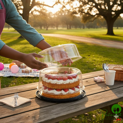 D&W Fine Pack 10" High Dome Cake Display Container with Clear Scalloped Dome Lid - 60/Case