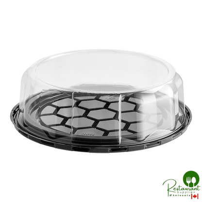 D&W Fine Pack 10" Low Dome Cake Display Container with Clear Scalloped Dome Lid - 60/Case