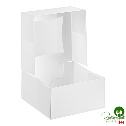 6" x 6" x 3" White Customizable Auto-Popup Window Pie / Bakery Box By Prime- 200/Case