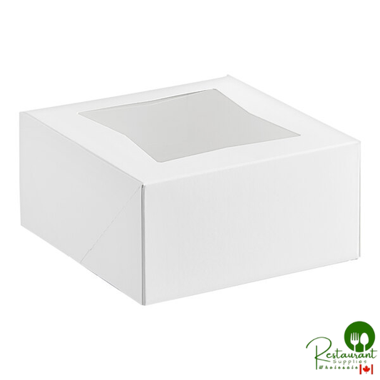 6" x 6" x 3" White Customizable Auto-Popup Window Pie / Bakery Box By Prime- 200/Case