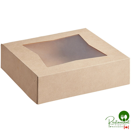 9" x 9" x 2 1/2" Kraft Customizable Auto-Popup Window Pie / Bakery Box By Prime- 200/Case
