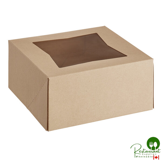 6" x 6" x 3" Kraft Customizable Auto-Popup Window Pie / Bakery Box By Prime- 200/Case