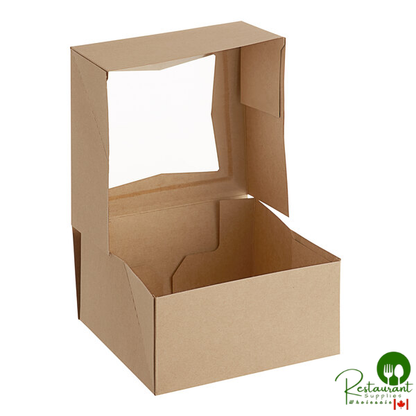 6" x 6" x 3" Kraft Customizable Auto-Popup Window Pie / Bakery Box By Prime- 200/Case