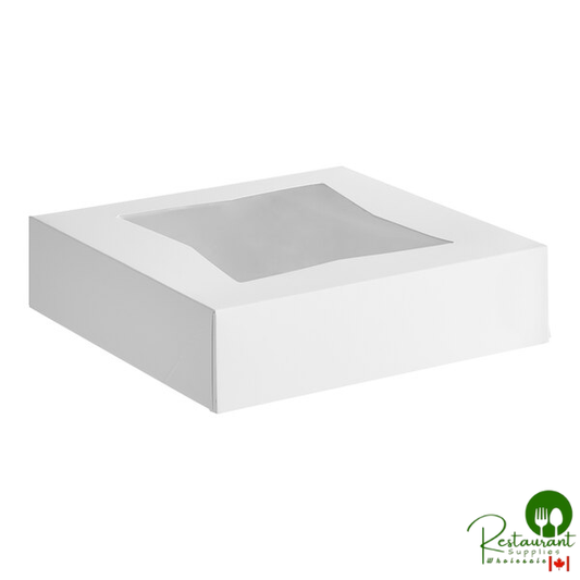 10" x 10" x 2 1/2" White Customizable Auto-Popup Window Pie / Bakery Box By Prime - 200/Case